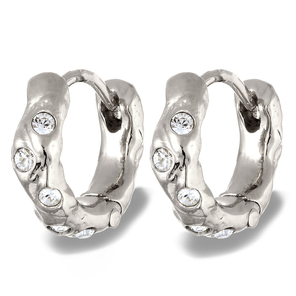 Silver Women's Creoles Crystals Silver