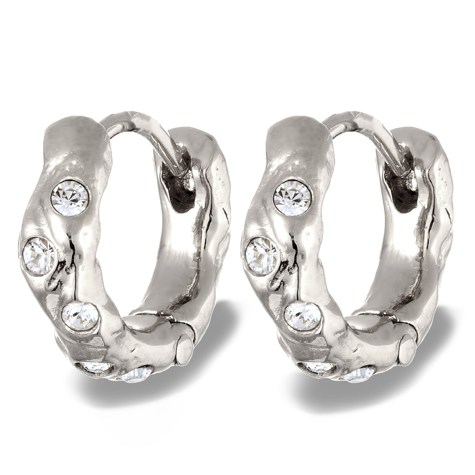 Silver Women's Creoles Crystals Silver
