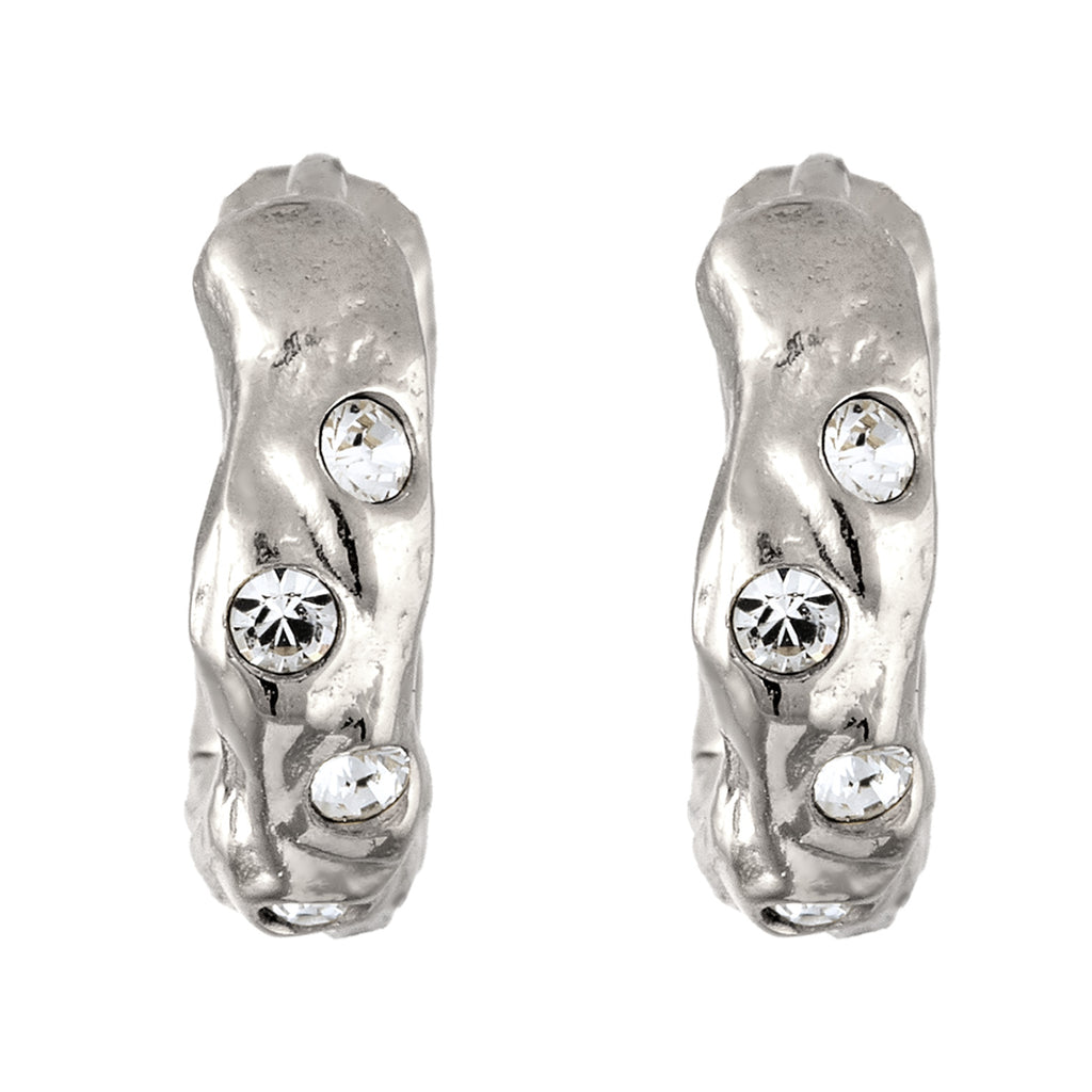 Silver Women's Creoles Crystals Silver