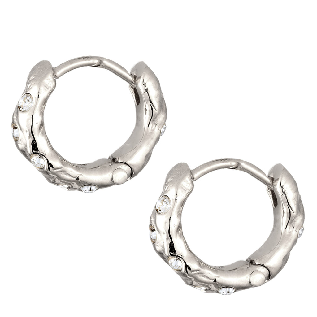 Silver Women's Creoles Crystals Silver