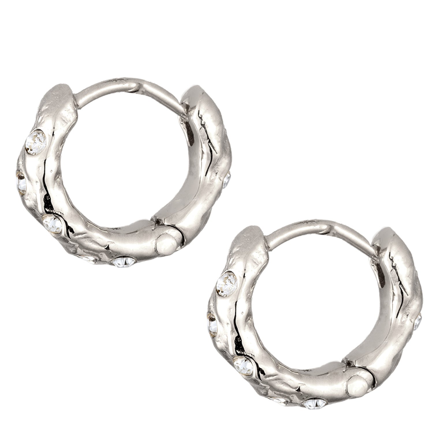 Silver Women's Creoles Crystals Silver