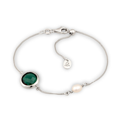Gelang perak 925 dengan mutiara green quartz elegan Elli Jewelry
