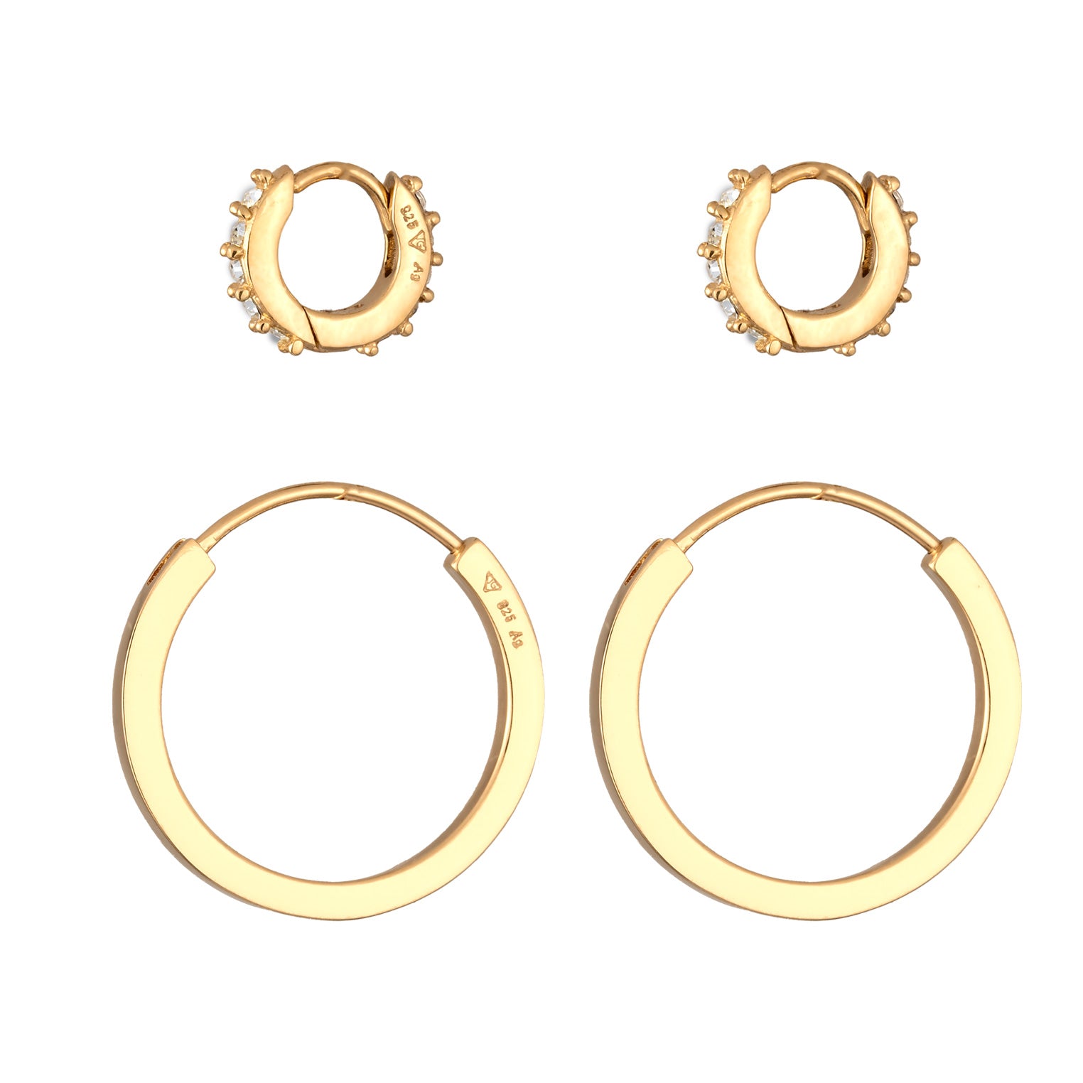 Gold Perhiasan Wanita Perak Asli Lapis Emas Anting Set with Crystals