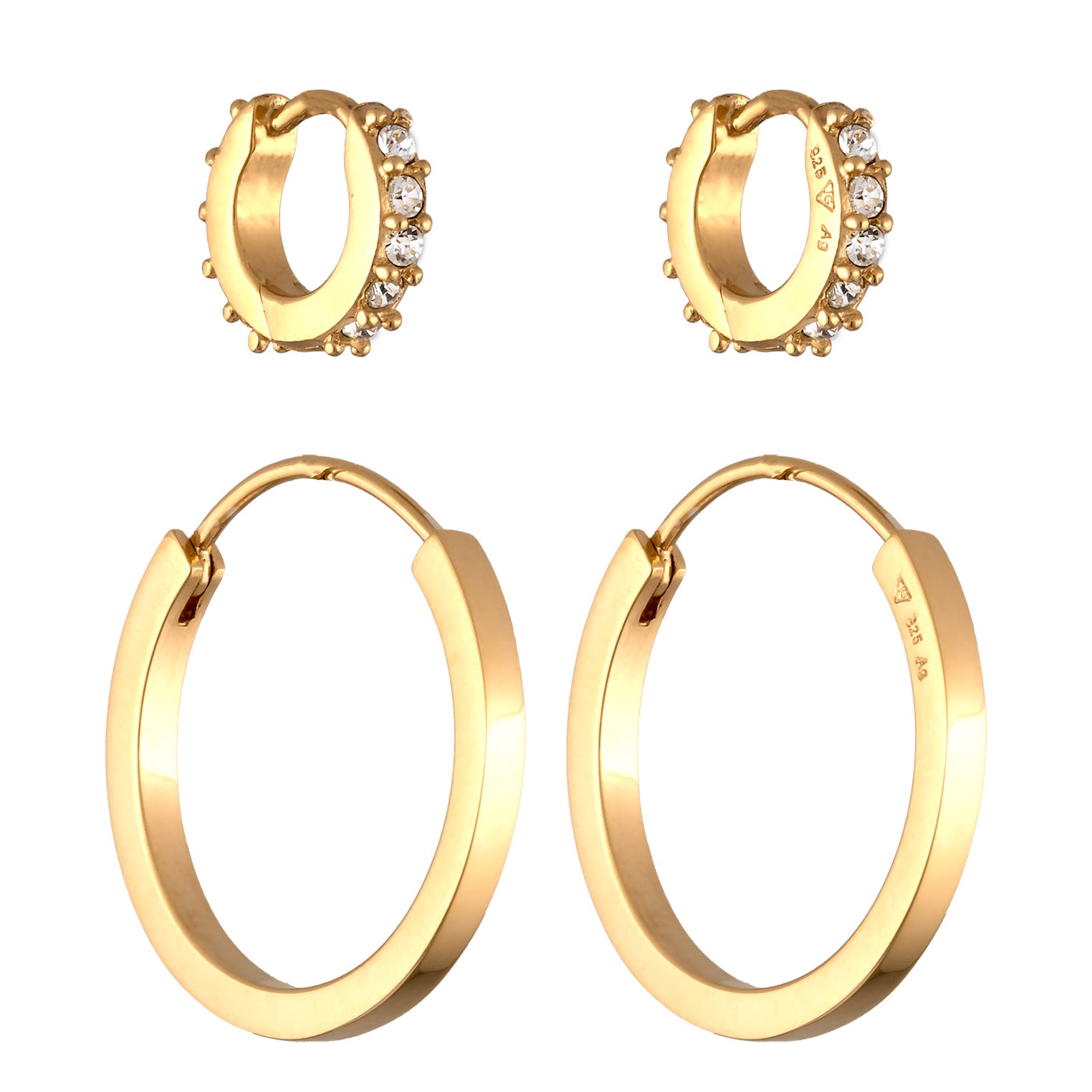 Gold Perhiasan Wanita Perak Asli Lapis Emas Anting Set with Crystals