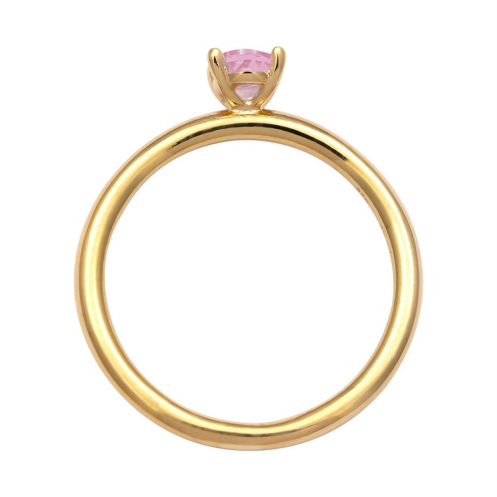 Gold Cincin Perhiasan Perak 925 Wanita Oval Pink Zirconia Gold Plated