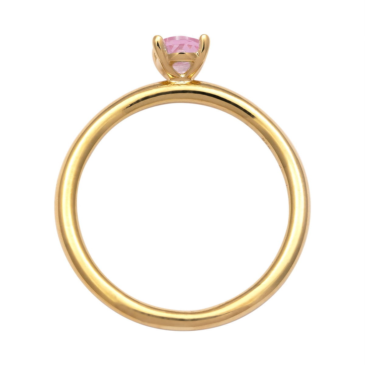 Gold - Elli | Solitaire Ring with Pink Zirconia in Gold-plated