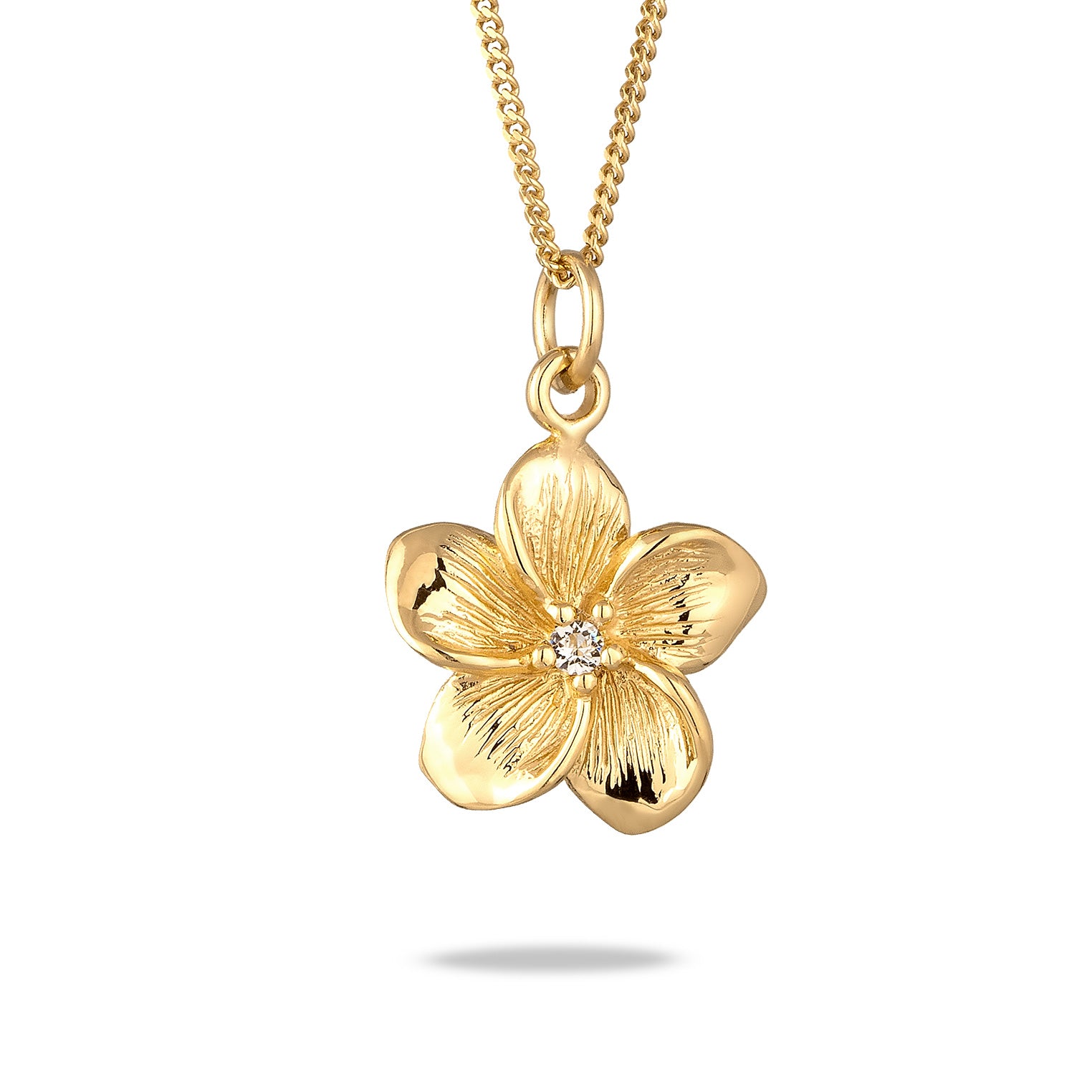 Gold Kalung Perhiasan Perak 925 Wanita Flower Crystal Gold Plated