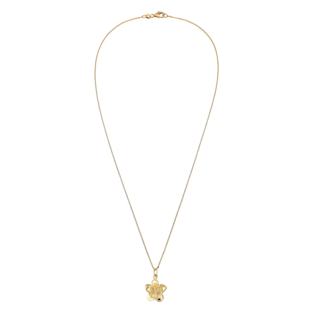 Gold Kalung Perhiasan Perak 925 Wanita Flower Crystal Gold Plated