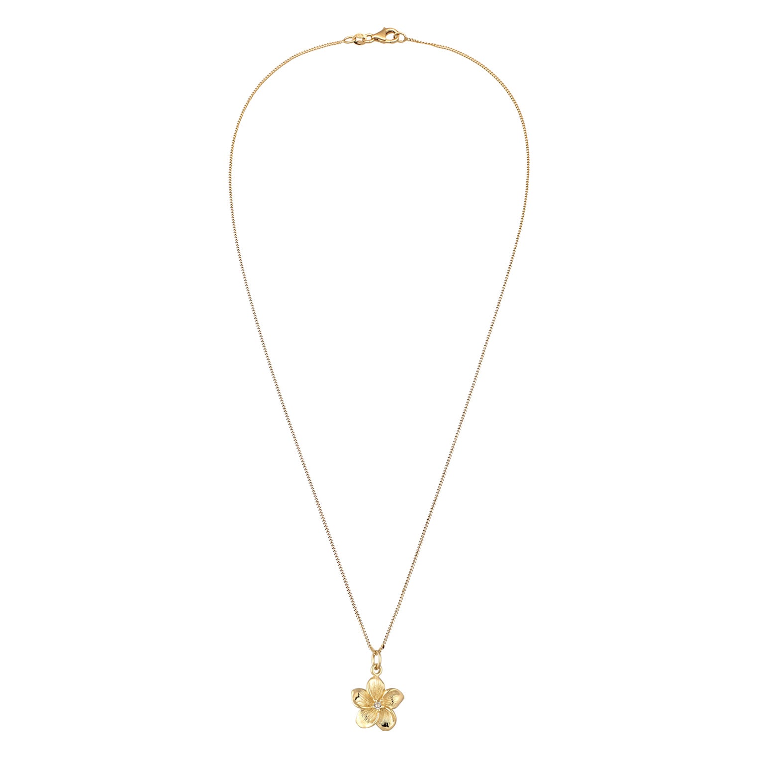 Gold Kalung Perhiasan Perak 925 Wanita Flower Crystal Gold Plated