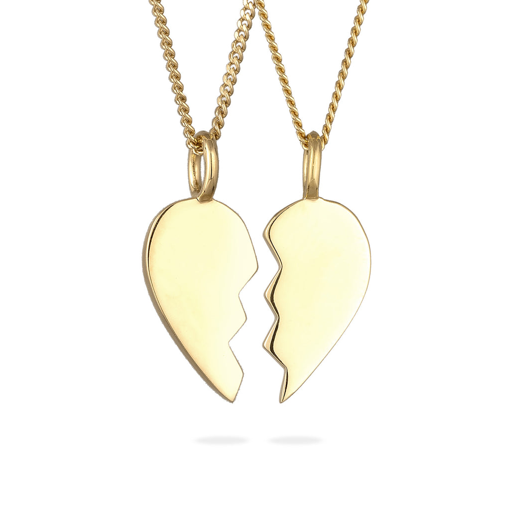 Split Heart Necklace Set 925 Silver Gold Plated
