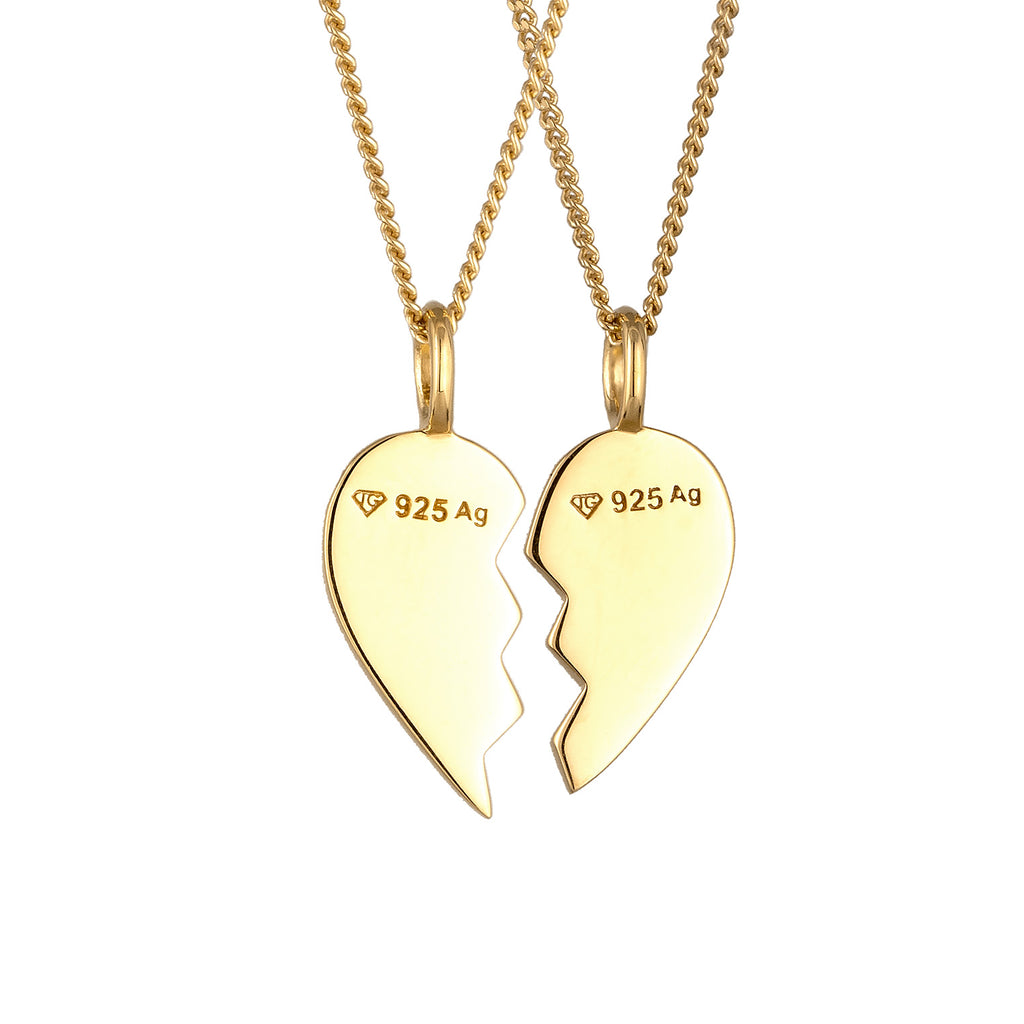 Gold Kalung Perhiasan Perak 925 Wanita Heart Friendship Gold Plated