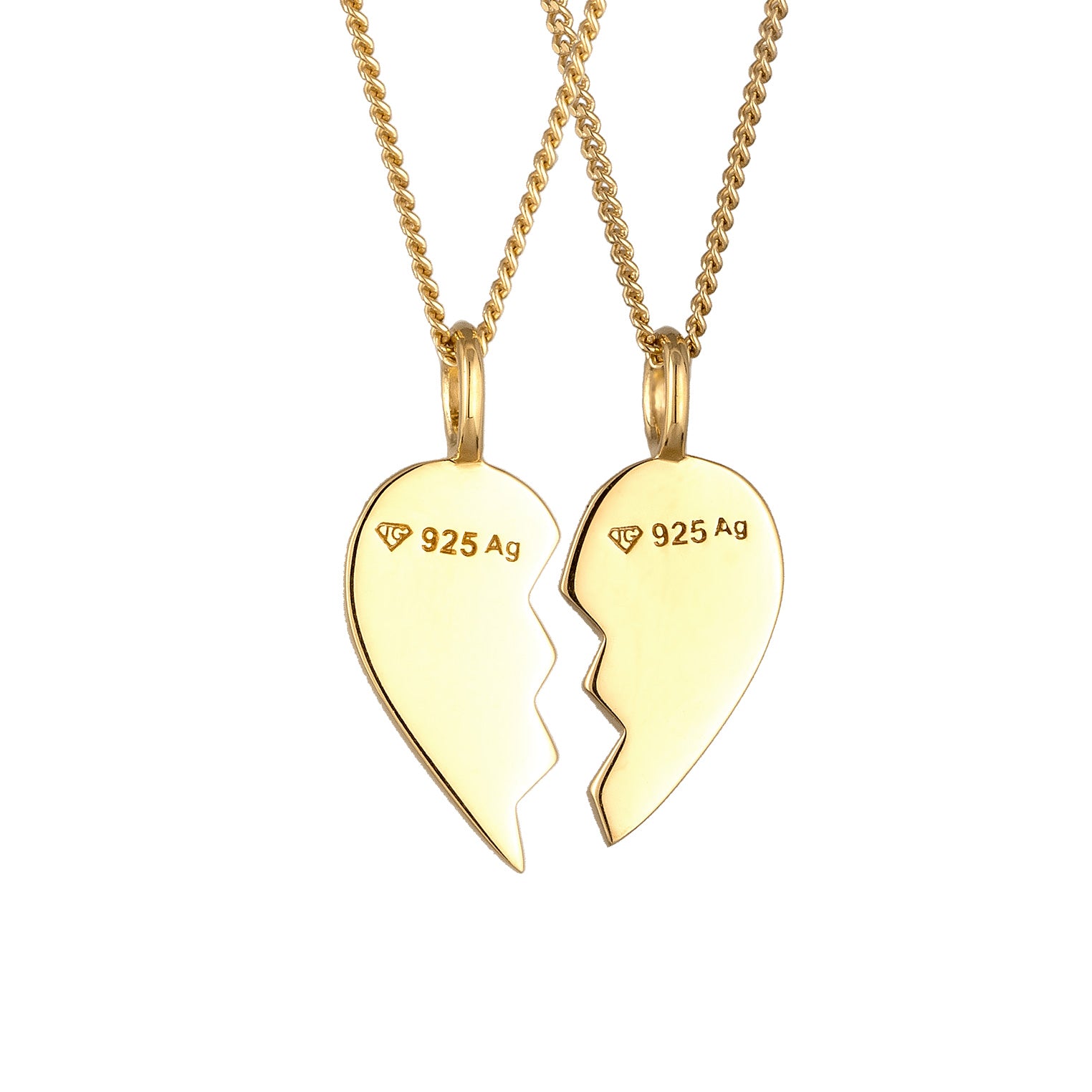 Gold Kalung Perhiasan Perak 925 Wanita Heart Friendship Gold Plated