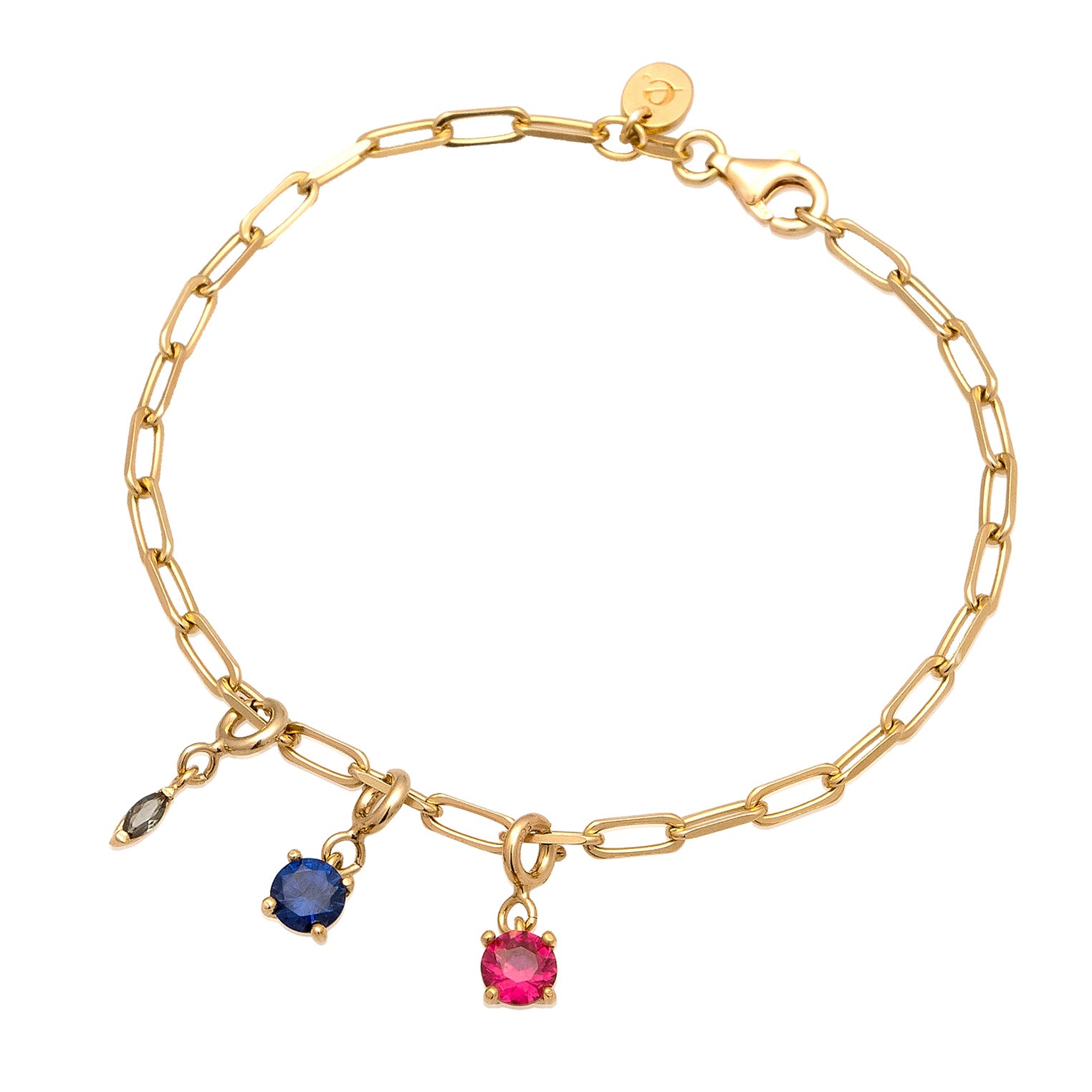 Gold Perhiasan Wanita Perak Asli Gelang Tourmaline Sapphire Ruby