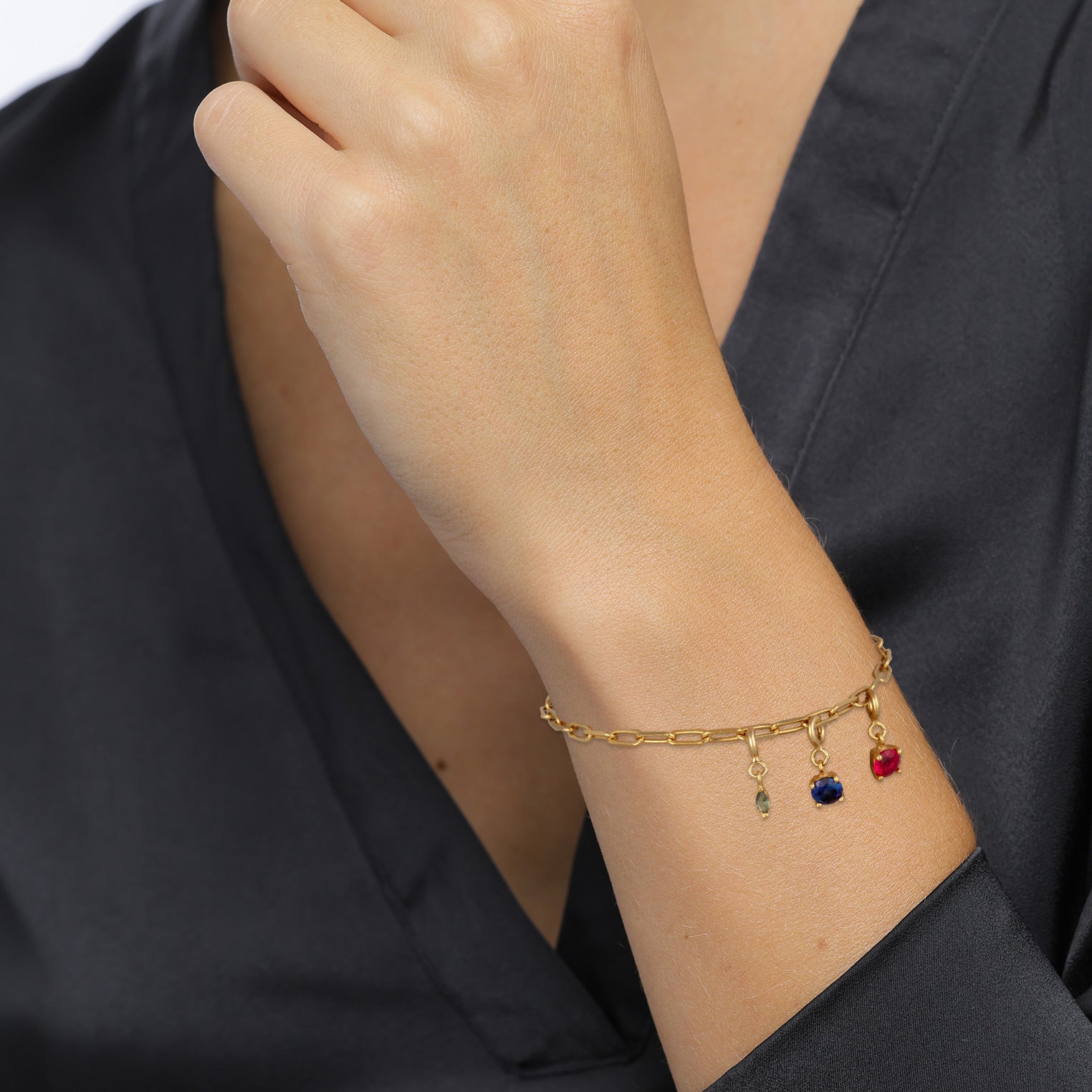 Gold Perhiasan Wanita Perak Asli Gelang Tourmaline Sapphire Ruby