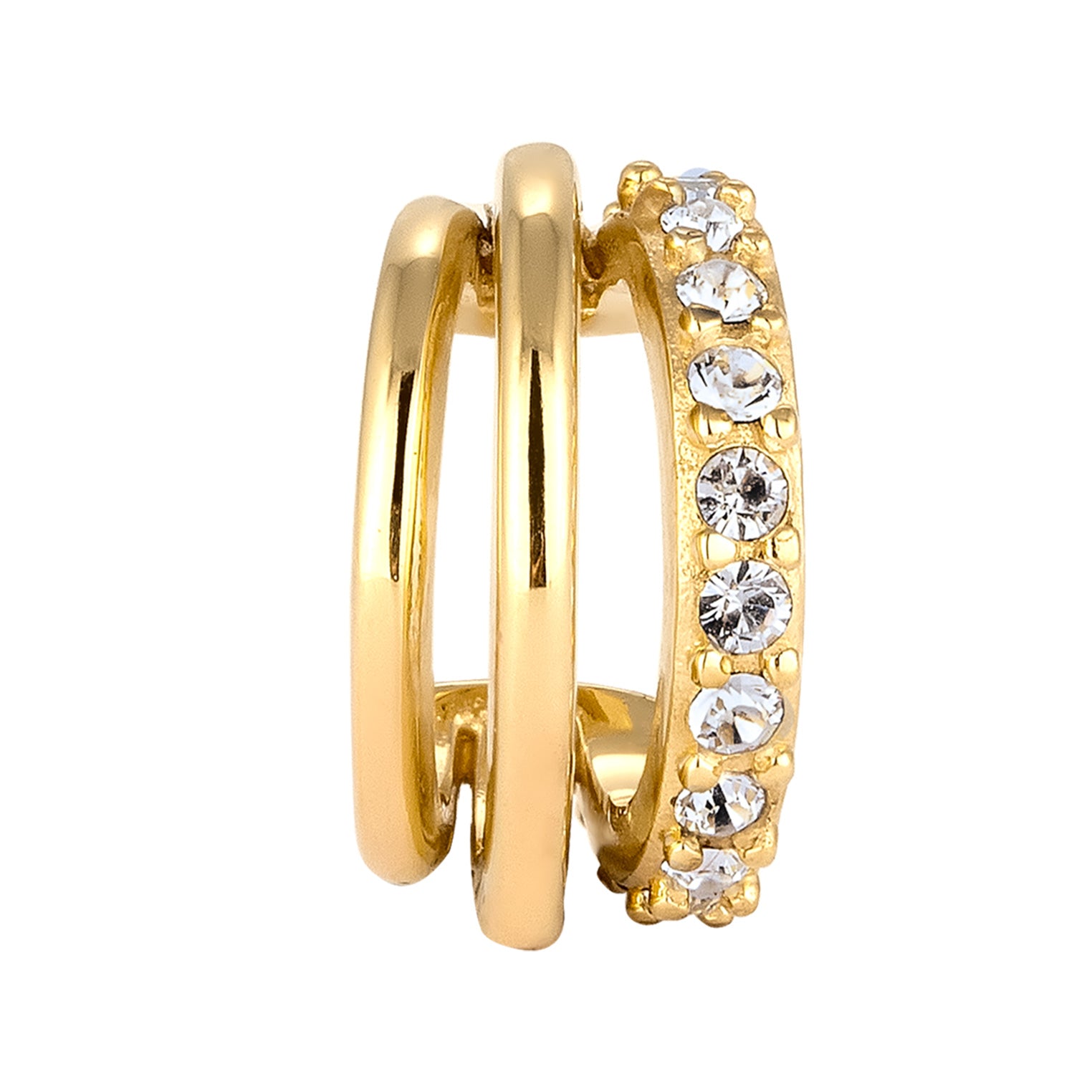 Gold Perhiasan Wanita Perak Asli Lapis Emas Anting Earcuff Single White Crystals