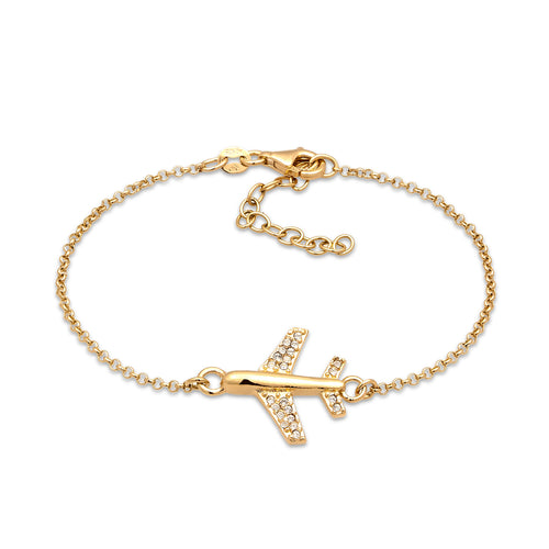 Gelang perak 925 lapis emas dengan design plane elegan Elli Jewelry
