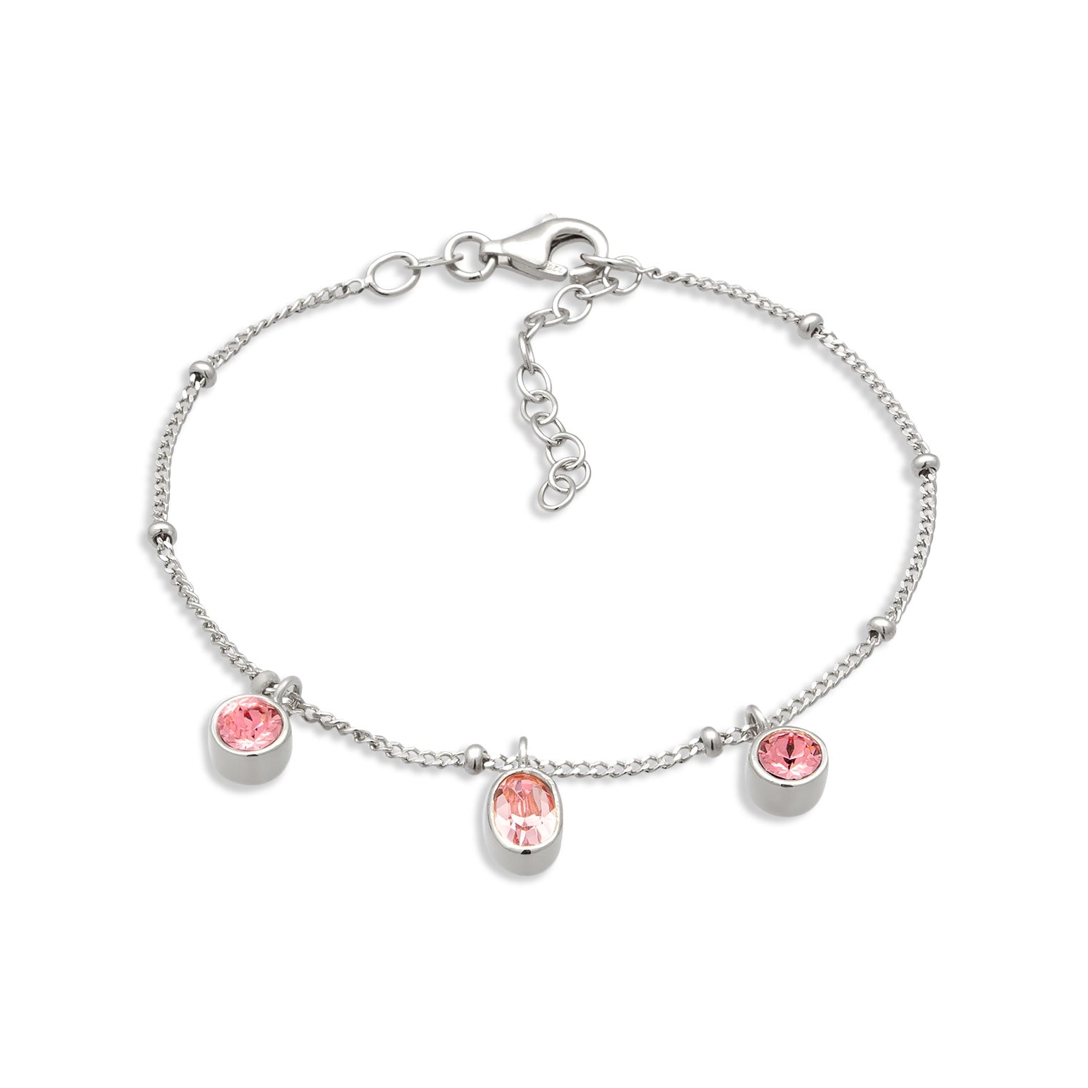 Silver Gelang Perhiasan Perak 925 Wanita Crystals Pink