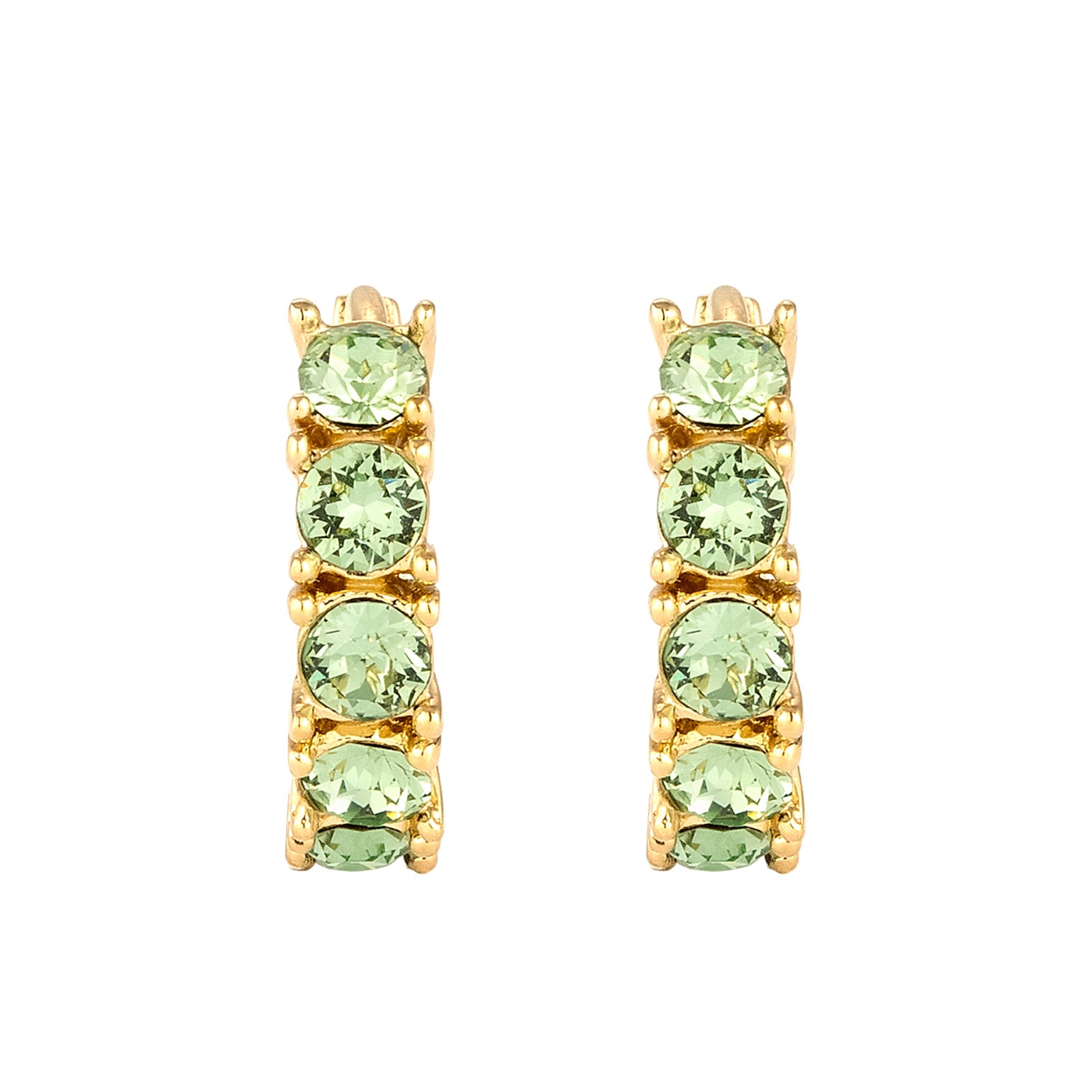 Light Green Perhiasan Wanita Perak Asli Lapis Emas Anting Hoop Crystals Light Green