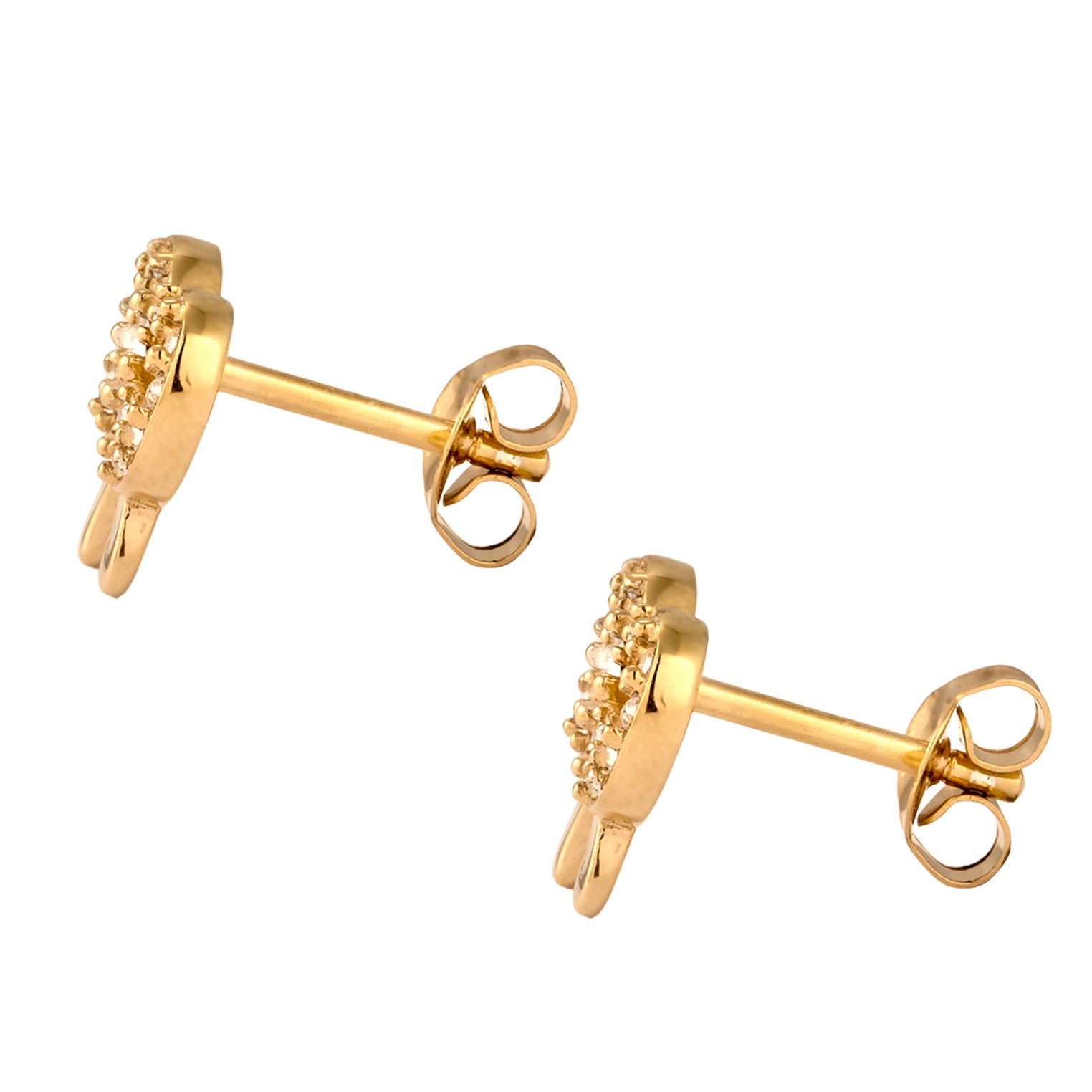 Gold Perhiasan Wanita Perak Asli Lapis Emas Anting Stud Ribbon Crystals
