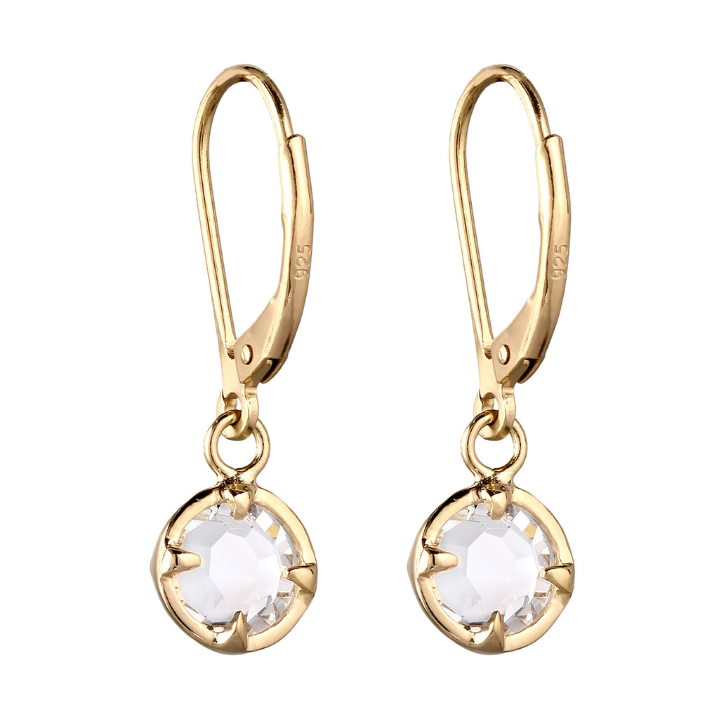 Gold Perhiasan Wanita Perak Asli Lapis Emas Anting Elegant Crystals