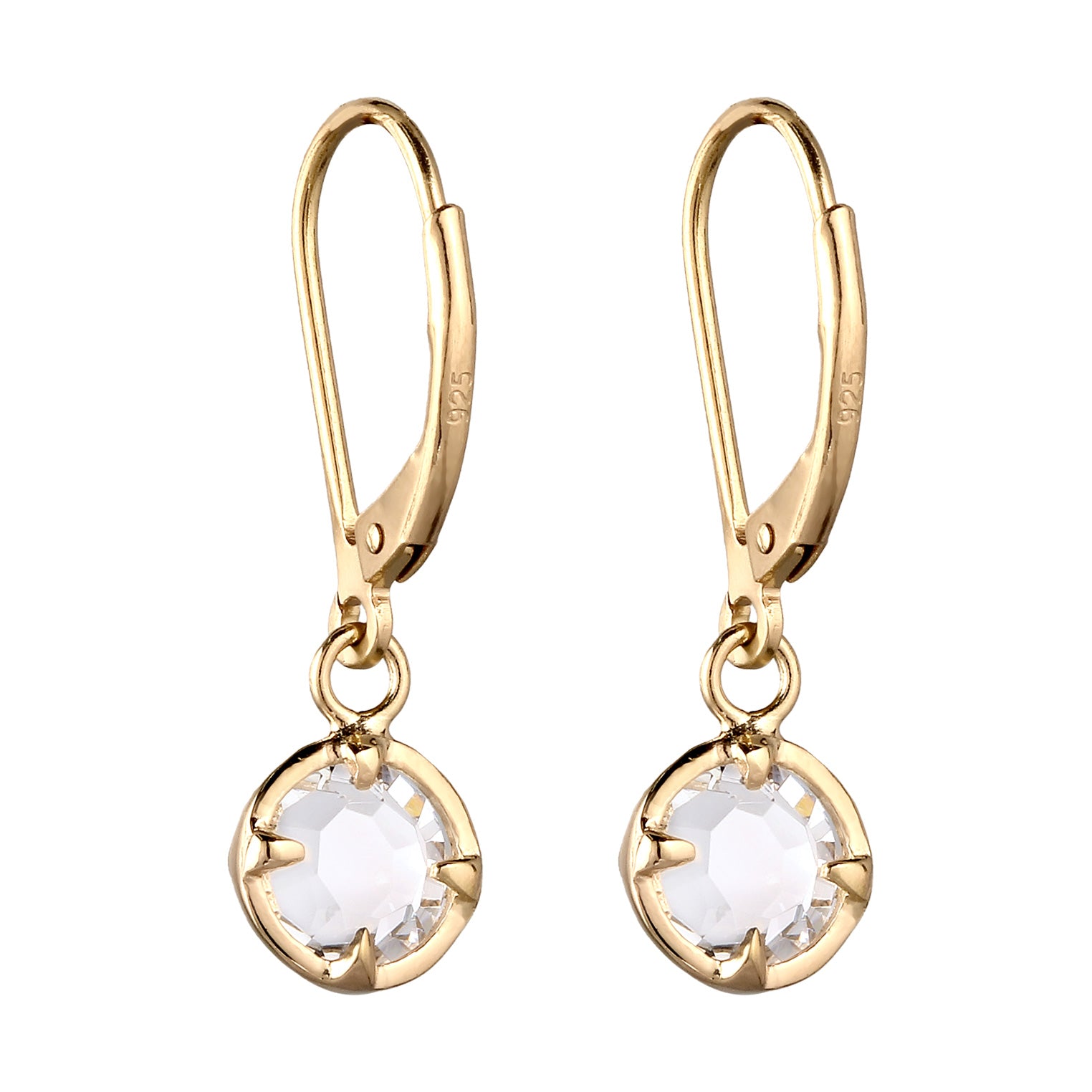 Gold Perhiasan Wanita Perak Asli Lapis Emas Anting Elegant Crystals