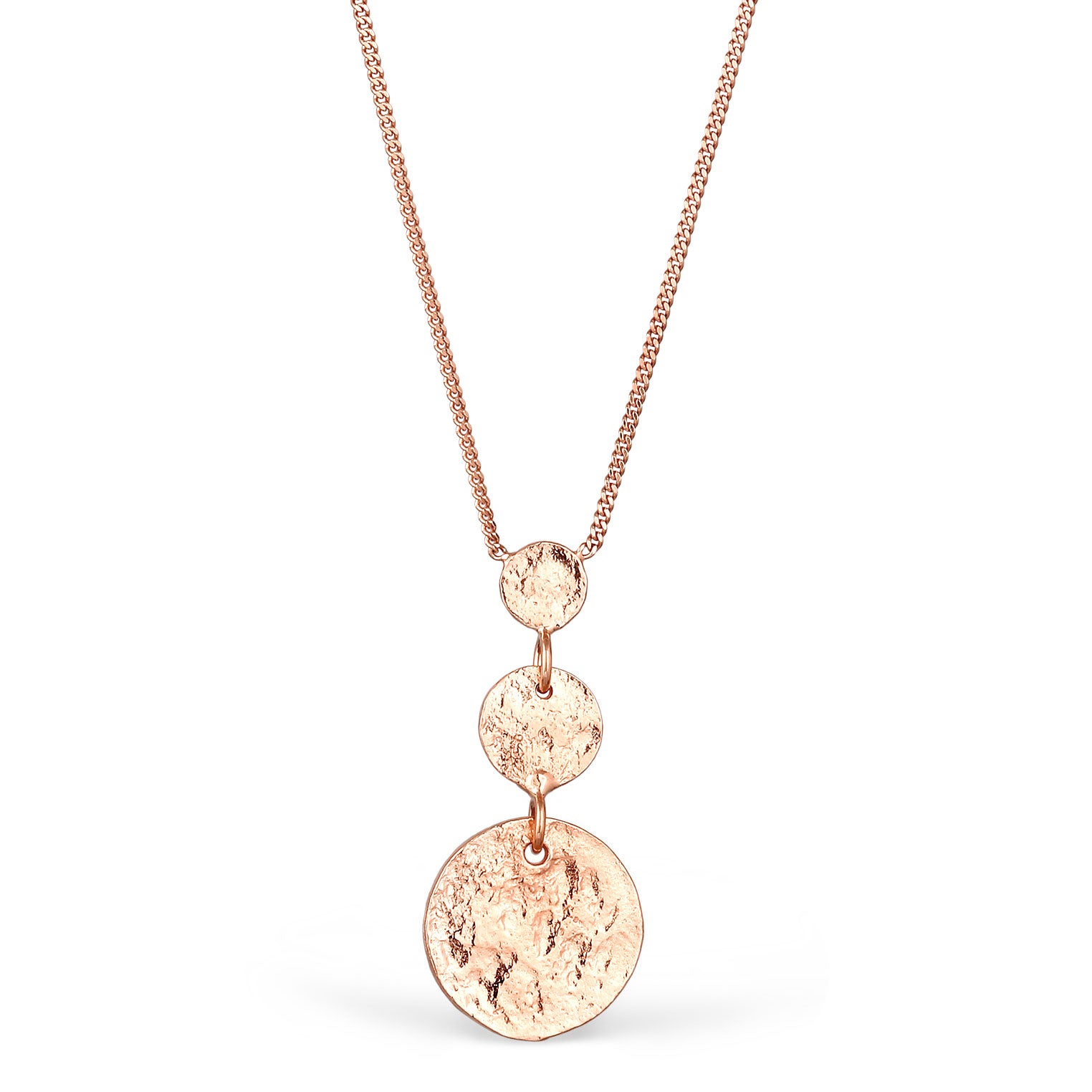 Rosegold Kalung Perhiasan Perak 925 Wanita Circle Pendant Plate Rosegold Plated