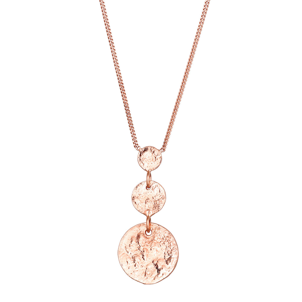 Rosegold Kalung Perhiasan Perak 925 Wanita Circle Pendant Plate Rosegold Plated