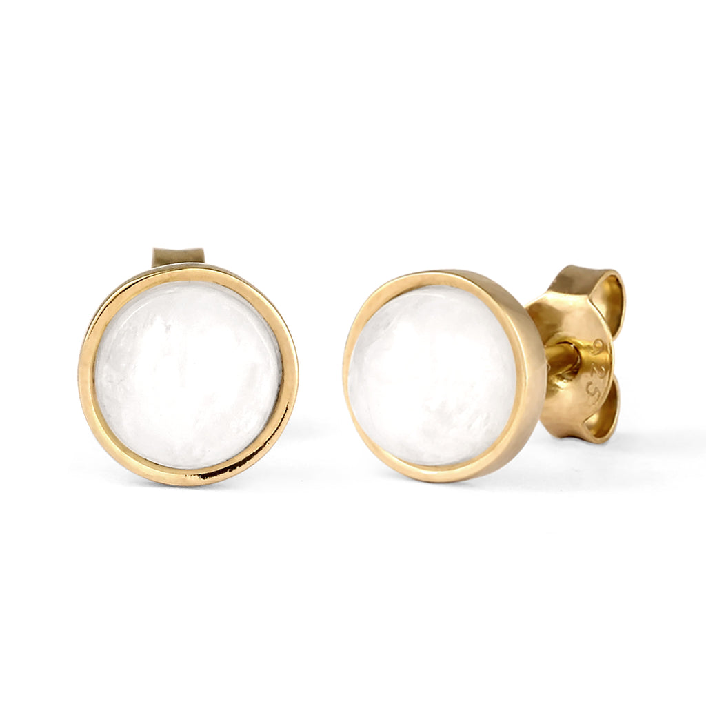 Gold Anting Perhiasan Perak 925 Wanita Circle Moonstone Gold Plated
