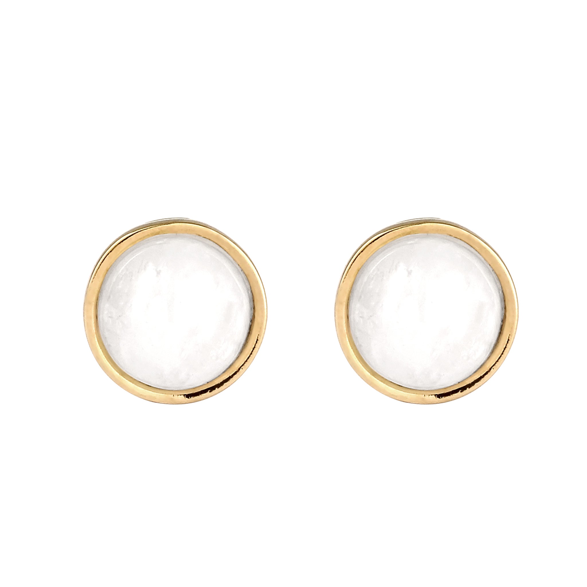 Gold Anting Perhiasan Perak 925 Wanita Circle Moonstone Gold Plated