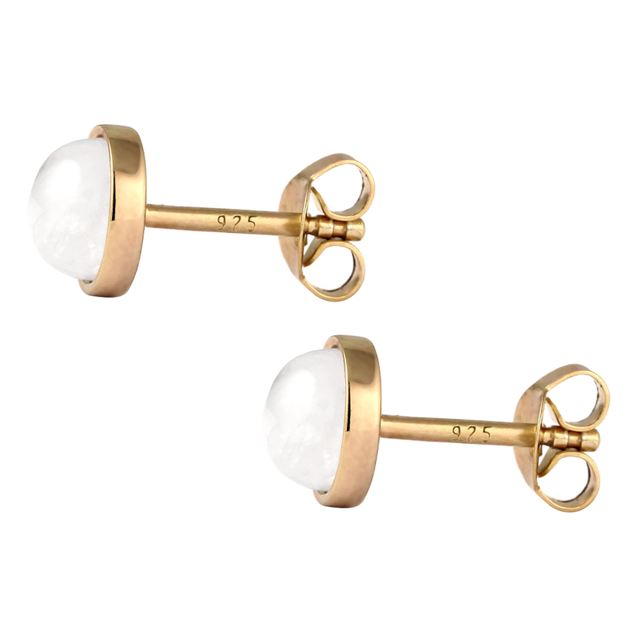 Gold Anting Perhiasan Perak 925 Wanita Circle Moonstone Gold Plated