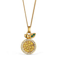 Gold Kalung Perhiasan Perak 925 Wanita Lemon Fruit Crystals Gold Plated