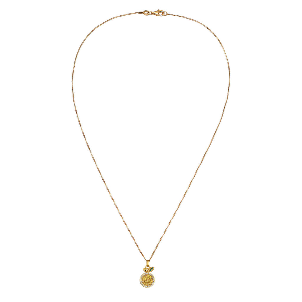 Gold Kalung Perhiasan Perak 925 Wanita Lemon Fruit Crystals Gold Plated