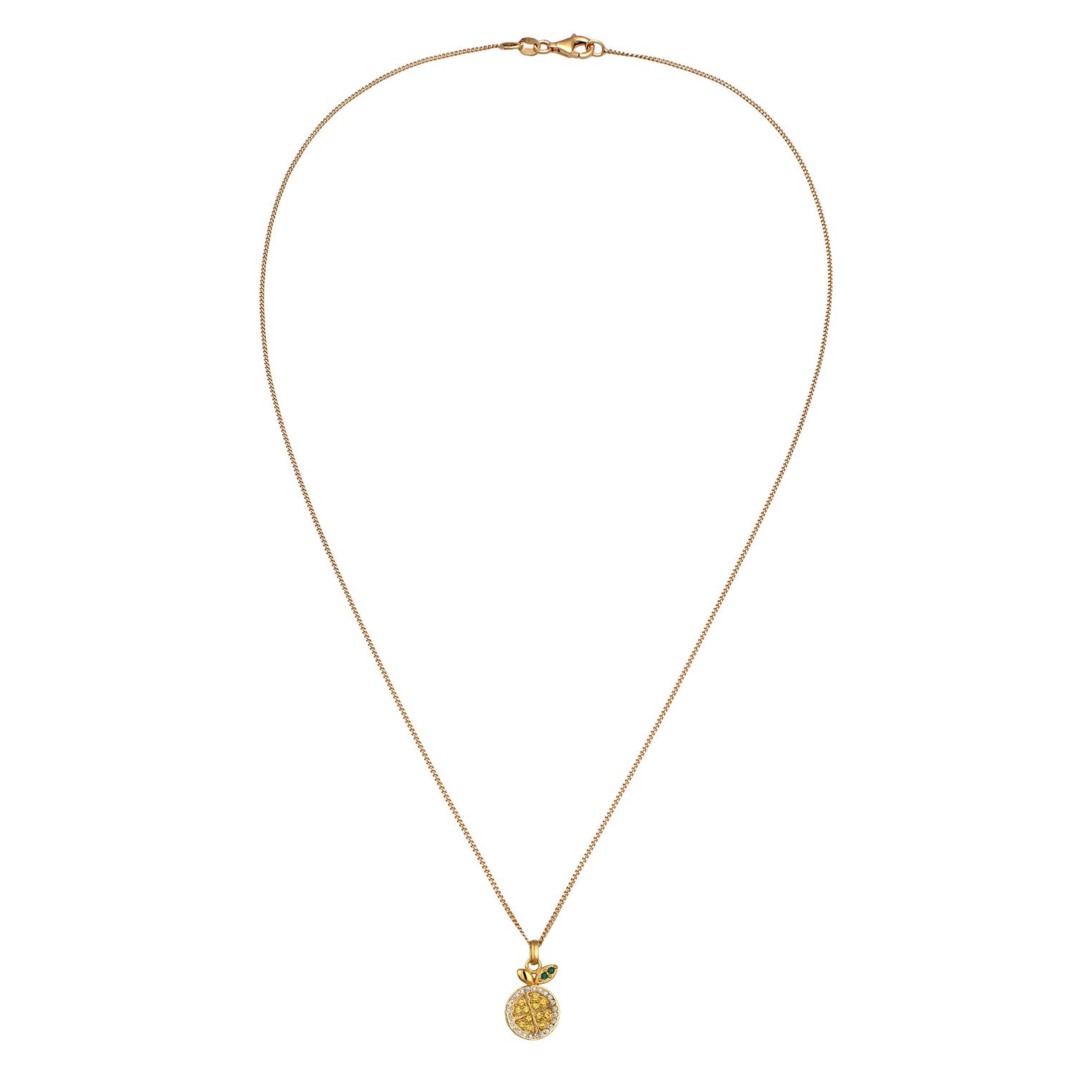 Gold Kalung Perhiasan Perak 925 Wanita Lemon Fruit Crystals Gold Plated