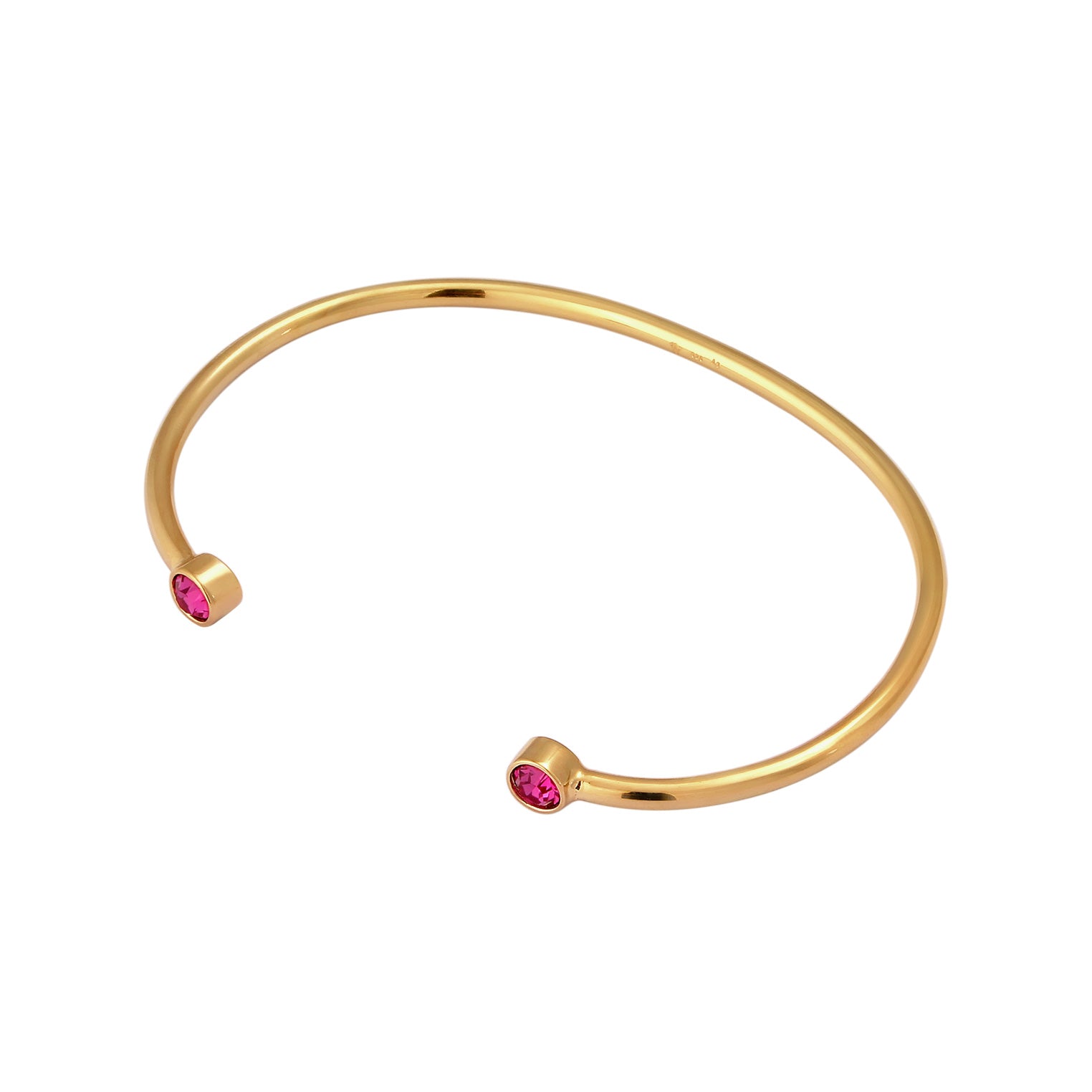 Pink Gelang Perhiasan Perak 925 Wanita Bangle Basic Crystals Fuchsia Gold Plated