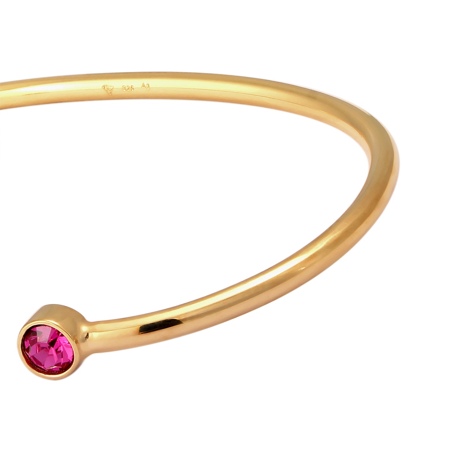Pink Gelang Perhiasan Perak 925 Wanita Bangle Basic Crystals Fuchsia Gold Plated
