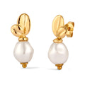 Gold Anting Perhiasan Perak 925 Wanita Bunga Synthetic Pearl Gold Plated