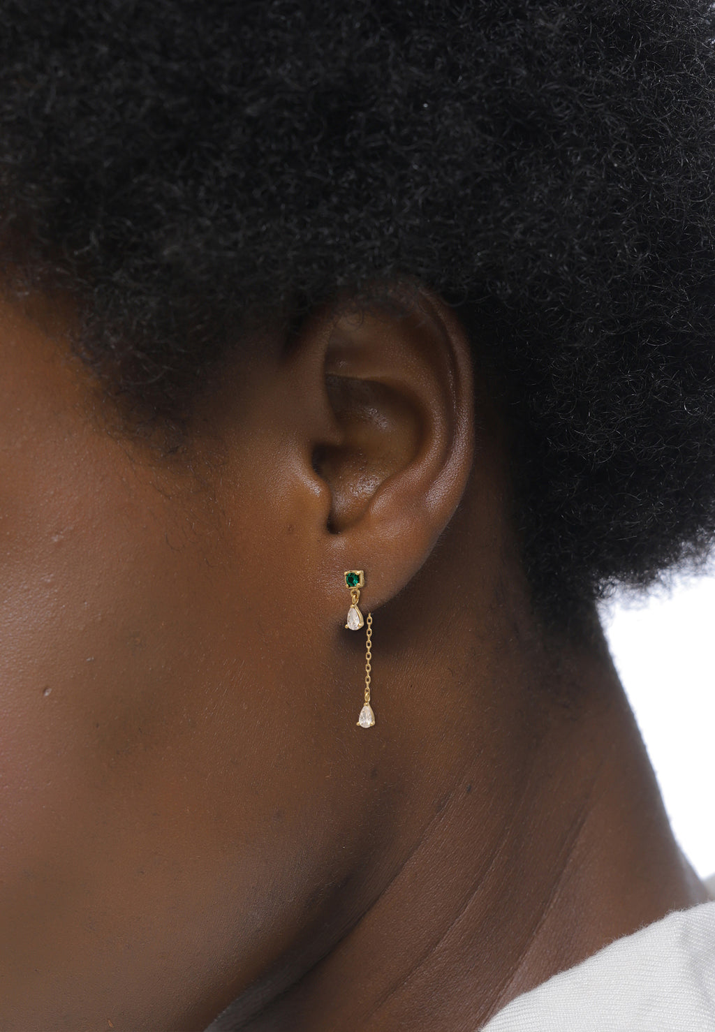 Gold Perhiasan Wanita Perak Asli Lapis Emas Anting Square Synthetic Emerald