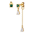 Gold Anting Perhiasan Perak 925 Wanita Square Synthetic Emerald Gold Plated