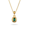 Gold Kalung Perhiasan Perak 925 Wanita Rectangle Synthetic Emerald Green Gold Plated