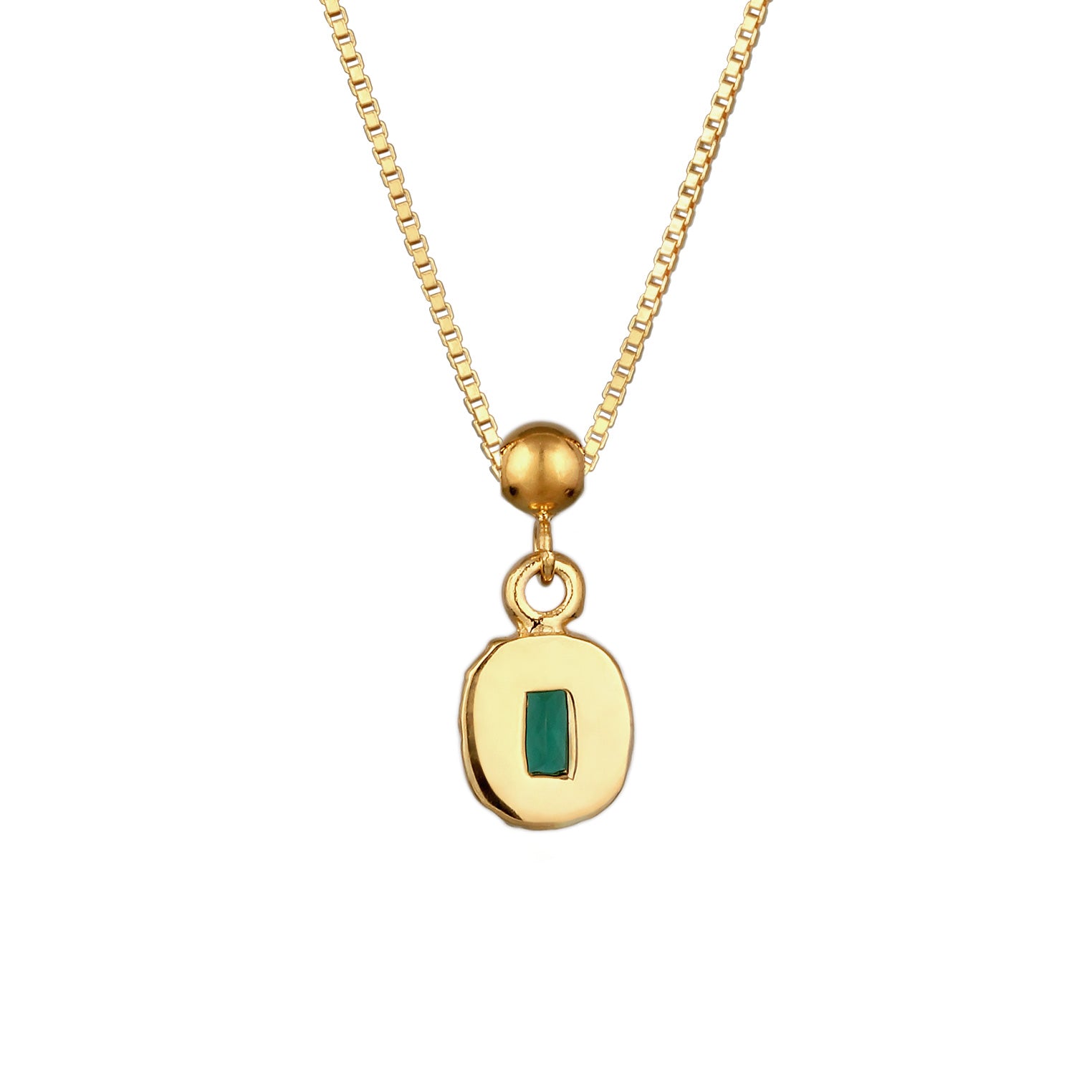 Gold Kalung Perhiasan Perak 925 Wanita Rectangle Synthetic Emerald Green Gold Plated