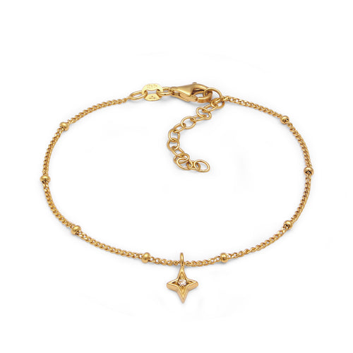 Gelang perak 925 lapis emas dengan star charm crystals elegan Elli Jewelry
