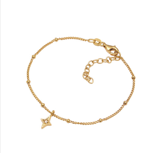 Gelang perak 925 lapis emas dengan star charm crystals elegan Elli Jewelry
