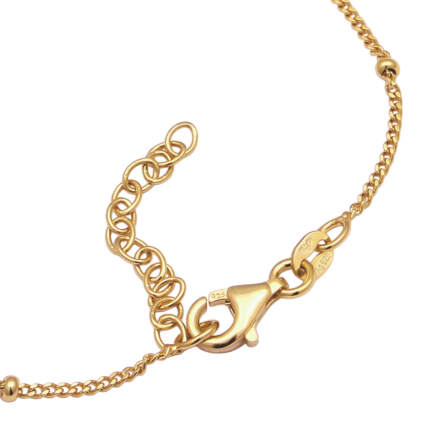 Gold Perhiasan Wanita Perak Asli Lapis Emas Gelang Star Ballchain Crystals