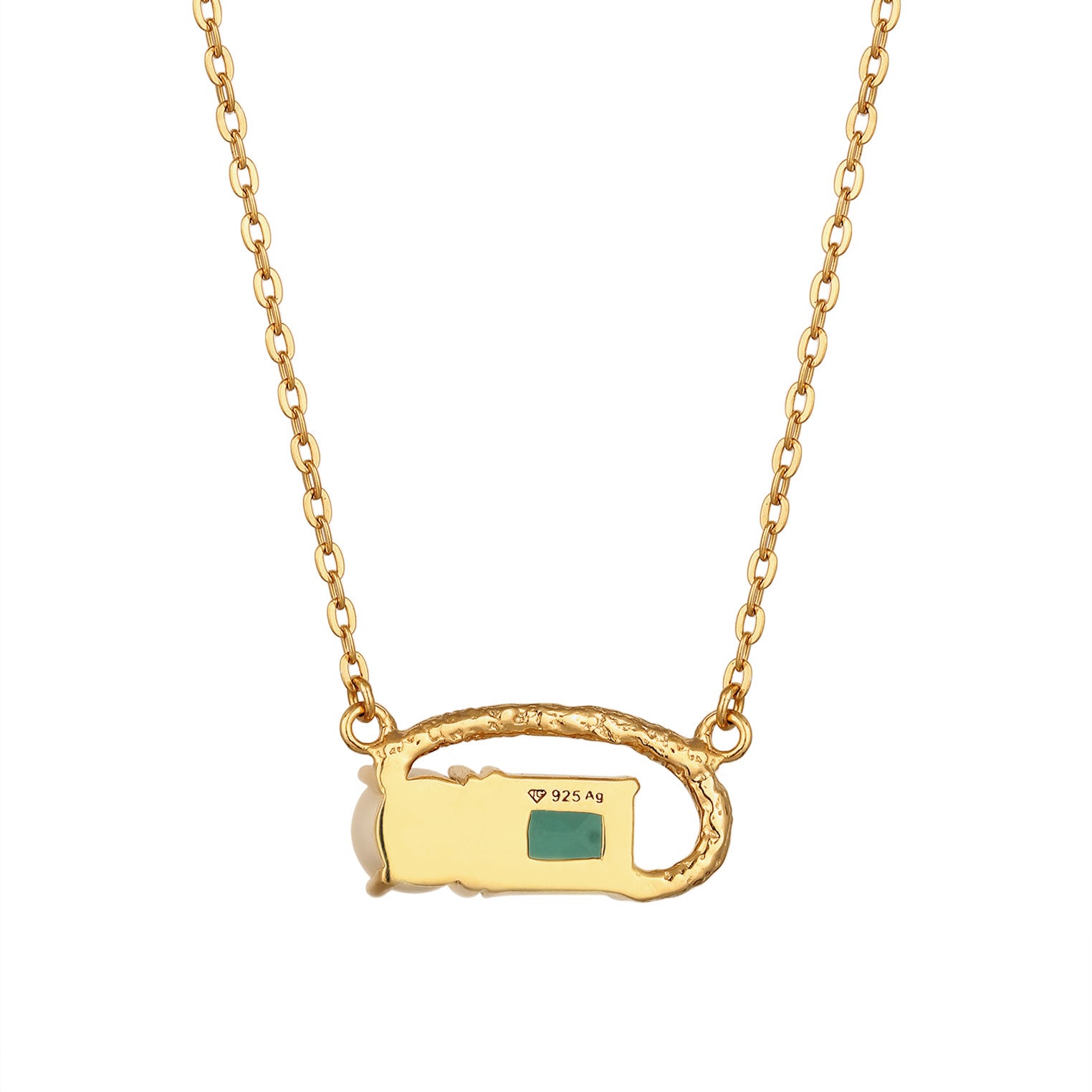 Gold Perhiasan Wanita Perak Asli Lapis Emas Kalung Circle Quartz and Synthetic Pearl