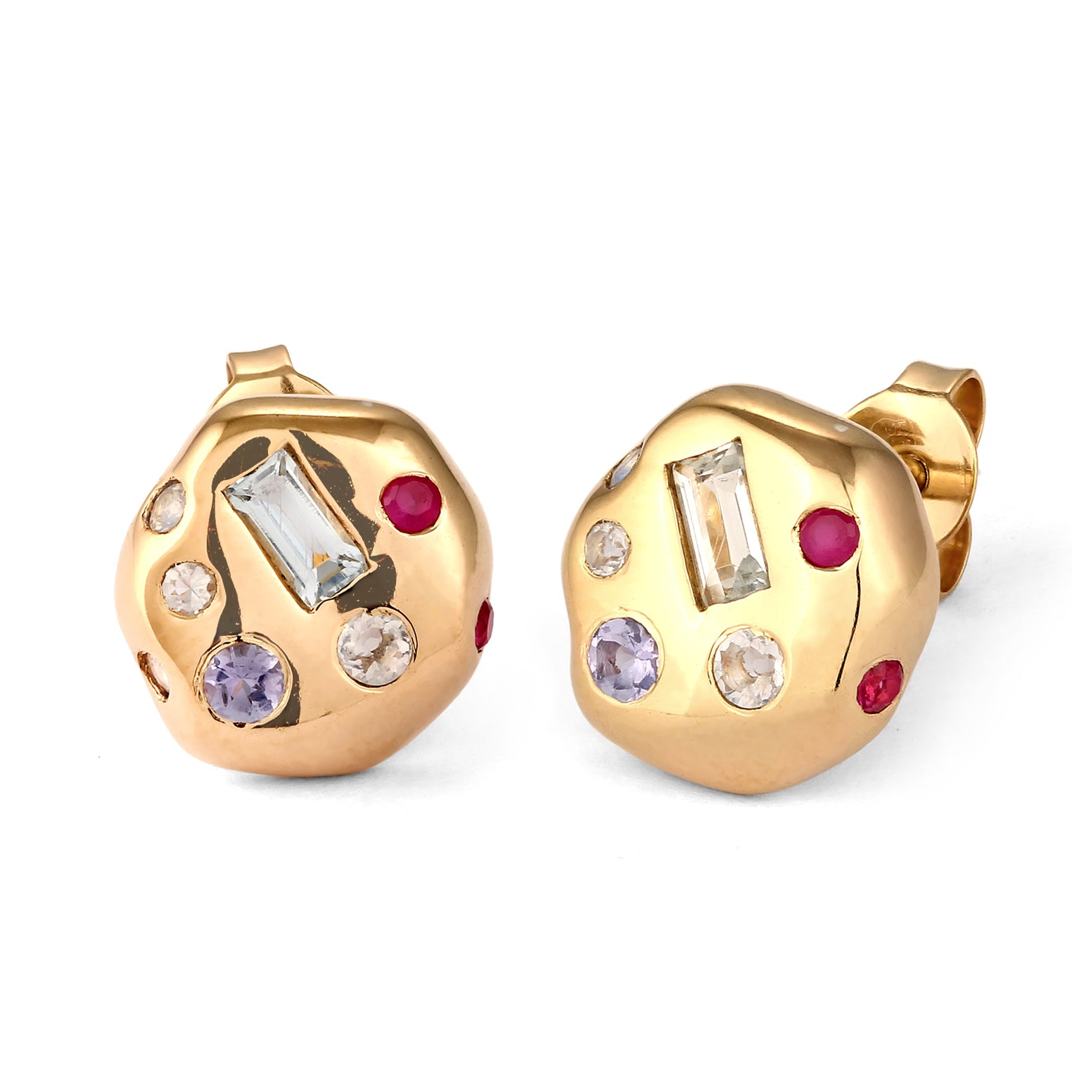 Gold Anting Perhiasan Perak 925 Wanita Topaz Tanzanite Gold Plated