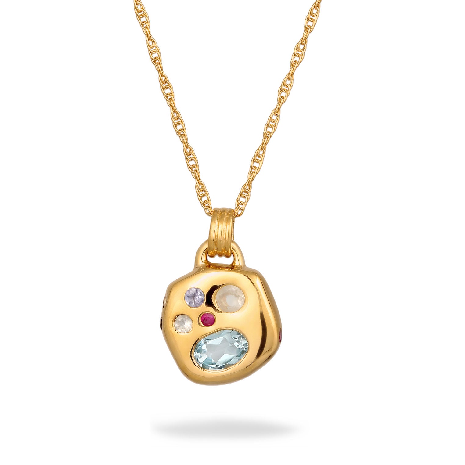 Gold Perhiasan Wanita Perak Asli Lapis Emas Kalung Sapphire Tanzanite Moonstone