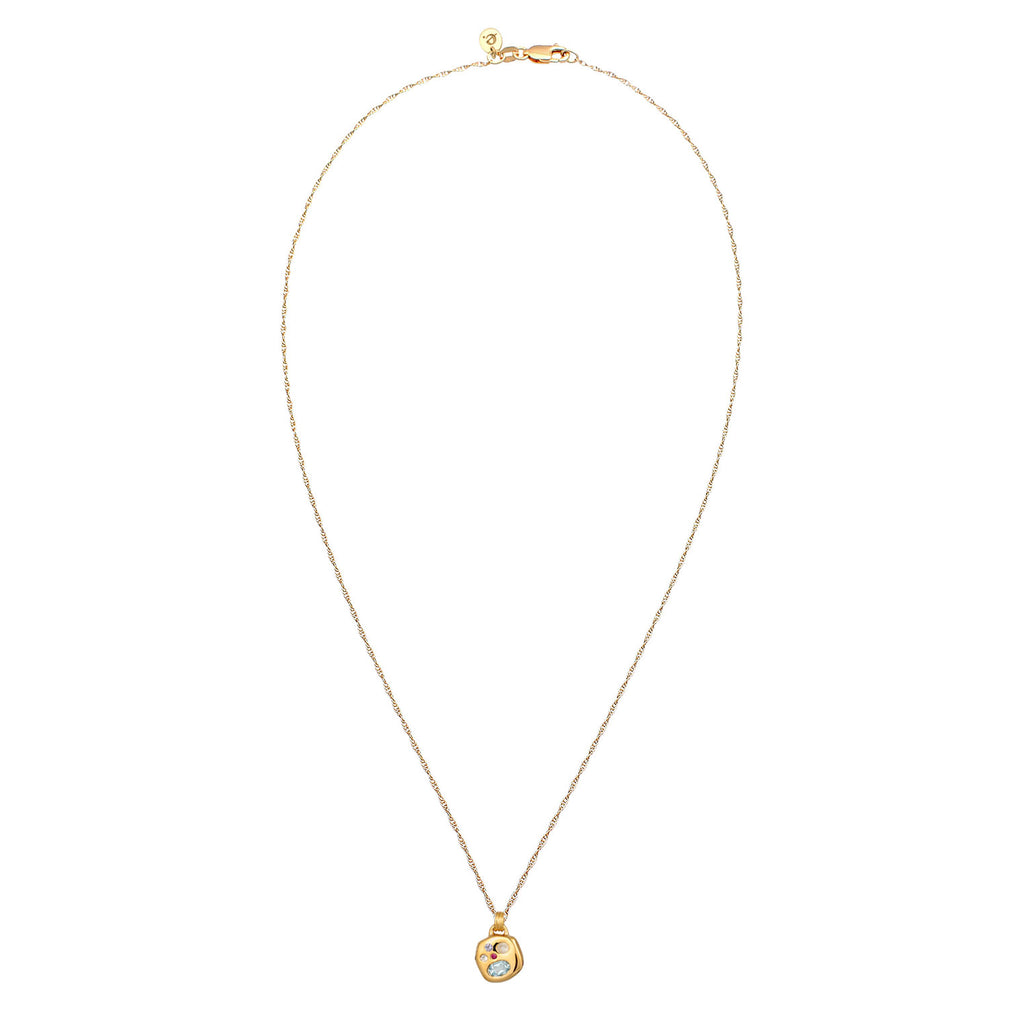 Gold Perhiasan Wanita Perak Asli Lapis Emas Kalung Sapphire Tanzanite Moonstone