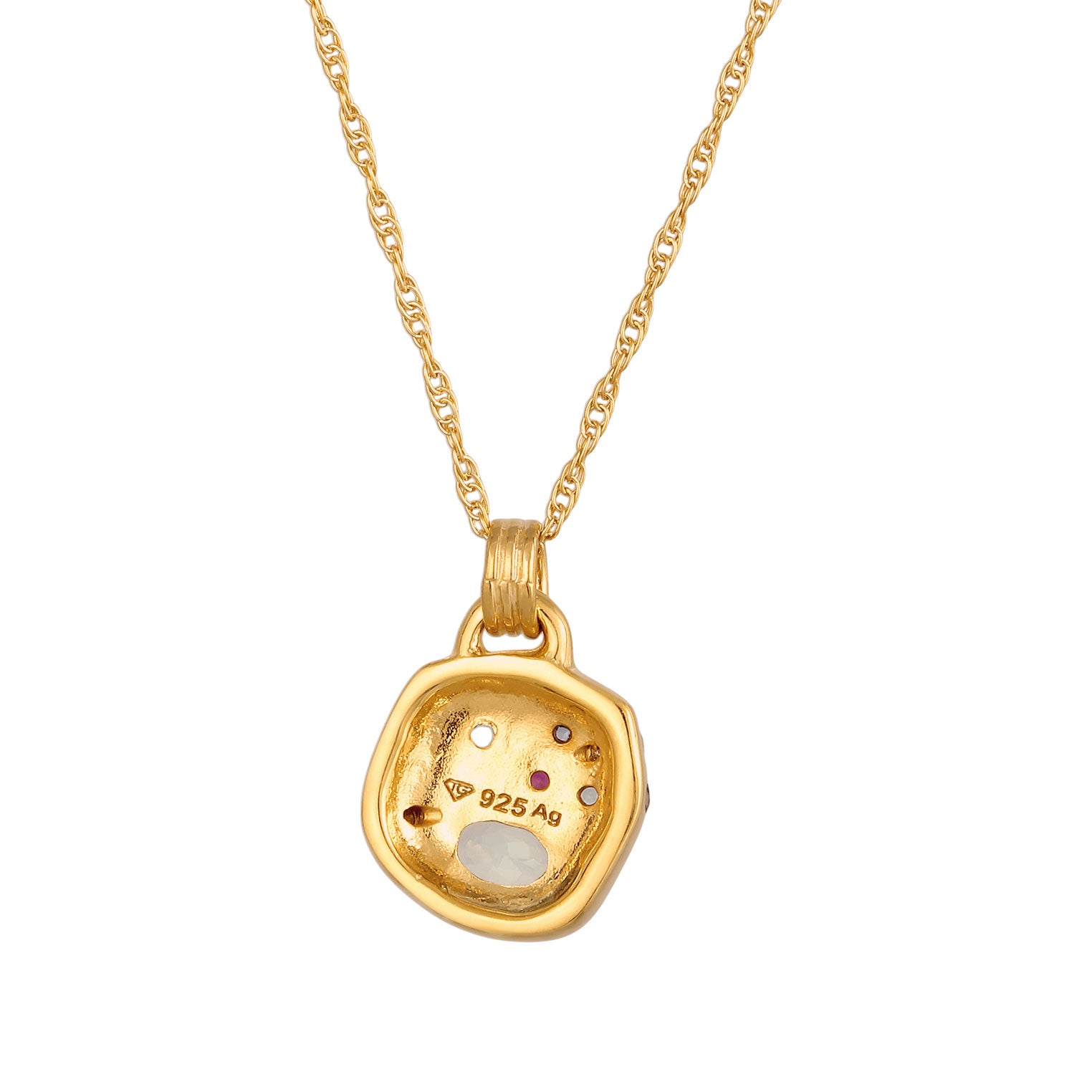Gold Perhiasan Wanita Perak Asli Lapis Emas Kalung Sapphire Tanzanite Moonstone