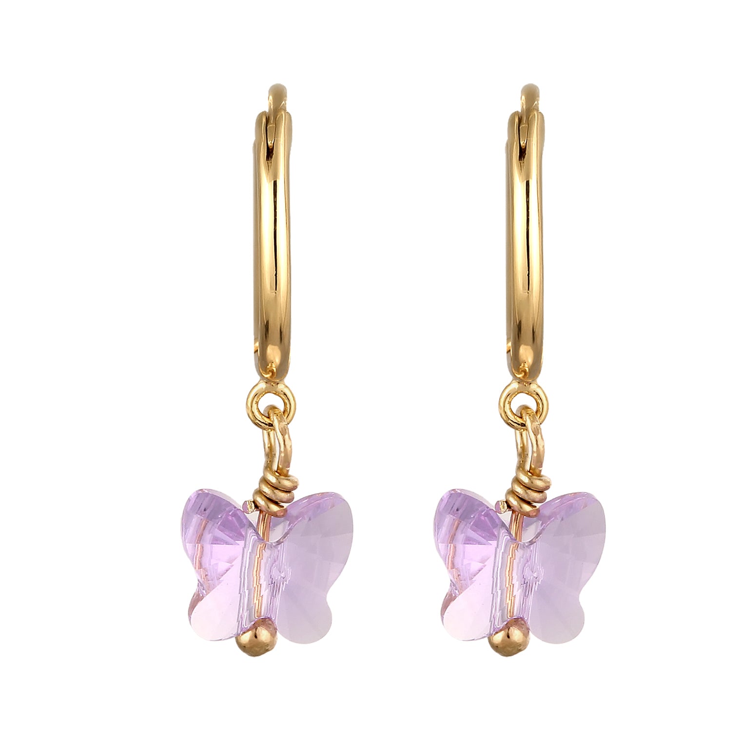Gold Perhiasan Wanita Perak Asli Lapis Emas Anting Creole Butterfly Crystals