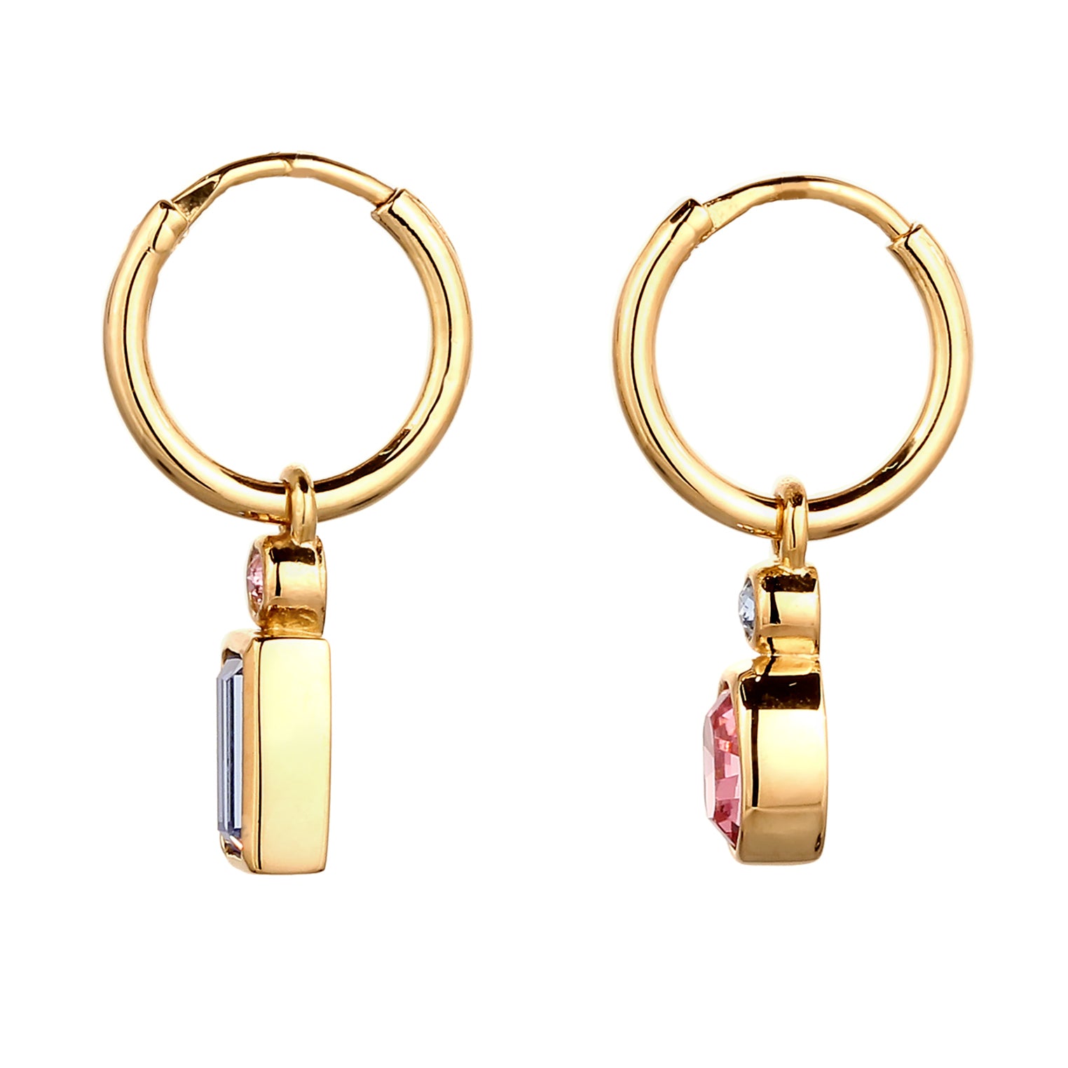 Gold Perhiasan Wanita Perak Asli Lapis Emas Anting Rectangle Creoles Crystals